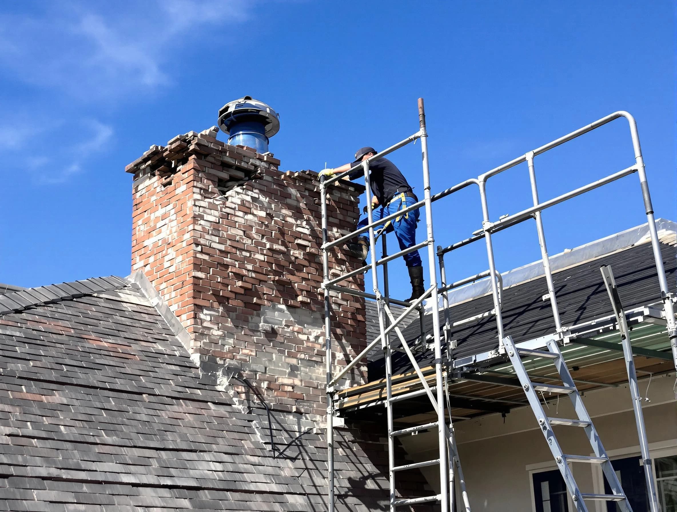 Rebuilding a chimney structure by Clarkston Chimney Sweep in Clarkston, GA