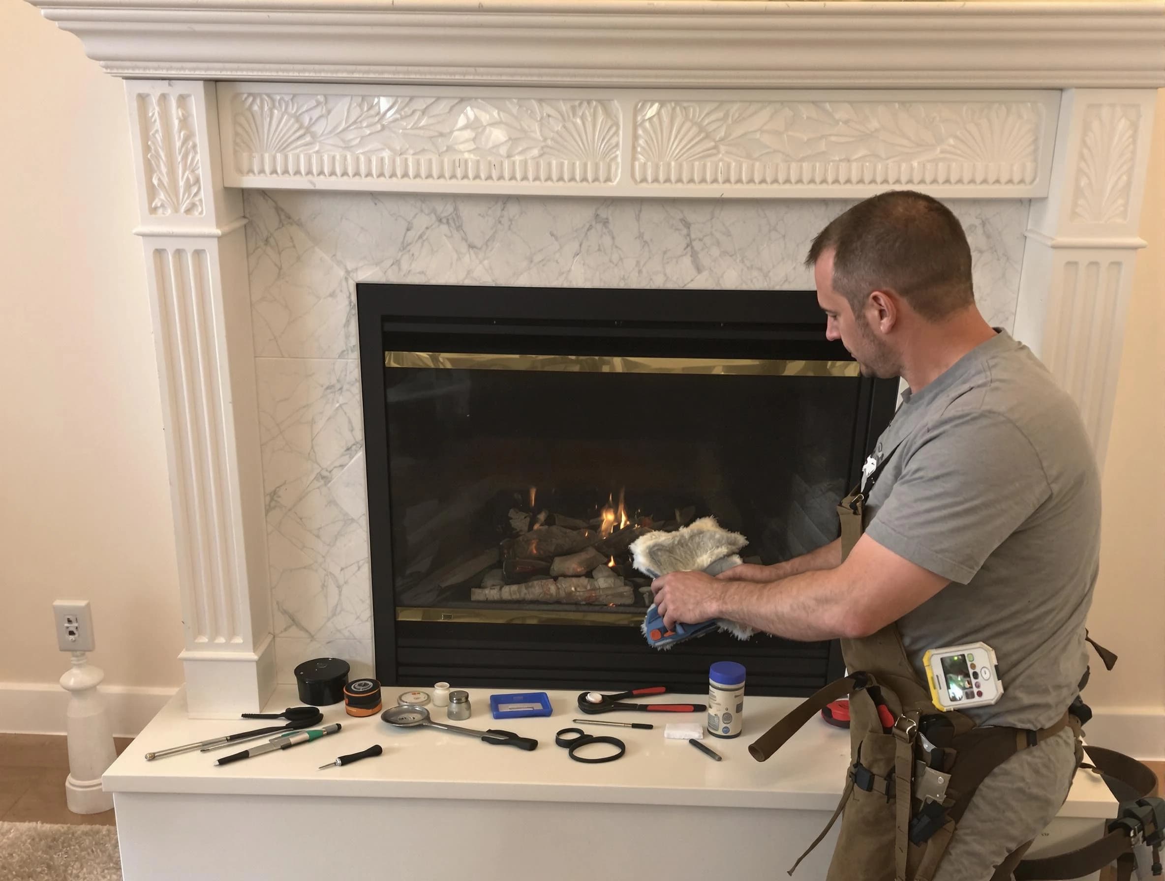 Clarkston Chimney Sweep performing fireplace maintenance in Clarkston, GA