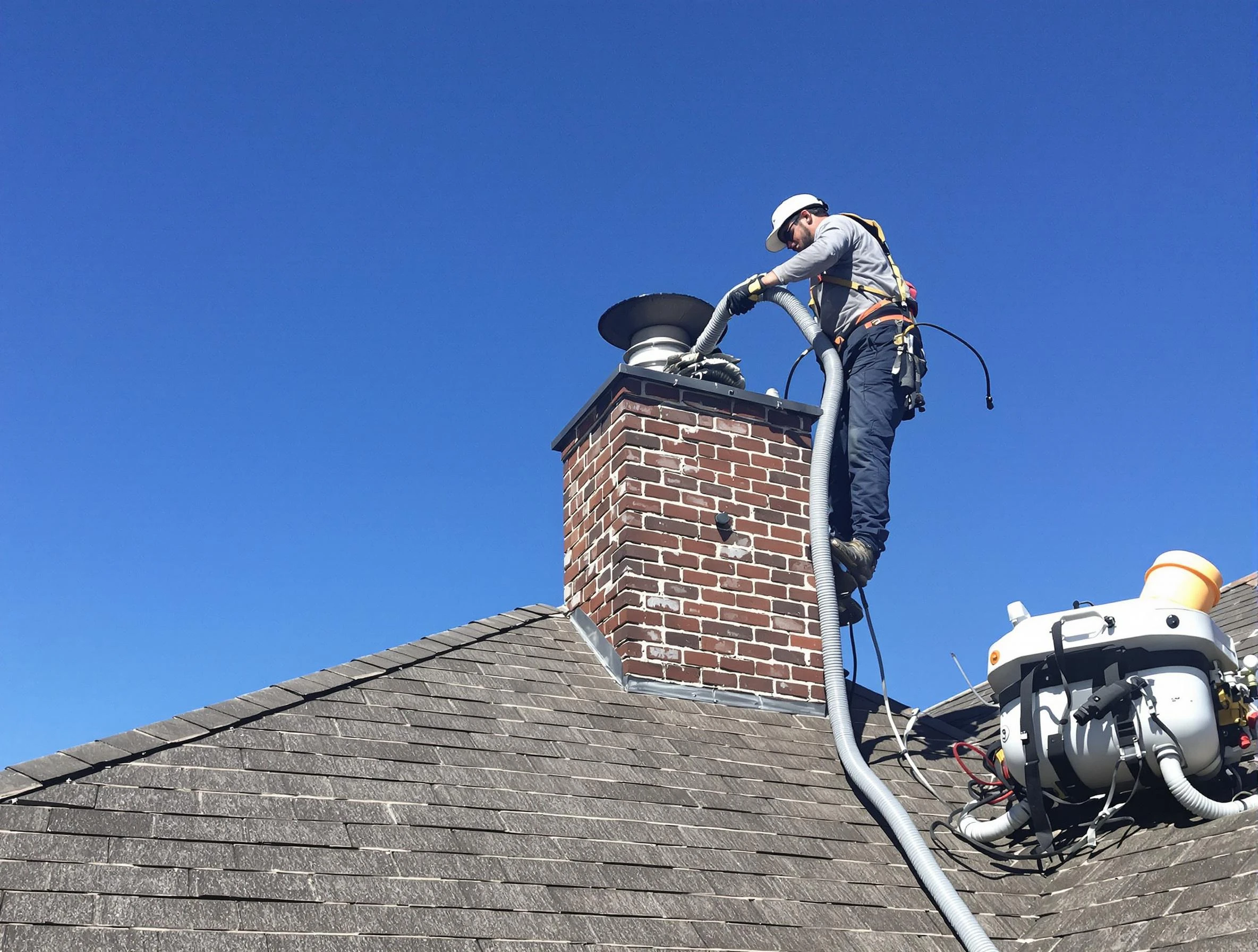 Dedicated Clarkston Chimney Sweep team member cleaning a chimney in Clarkston, GA