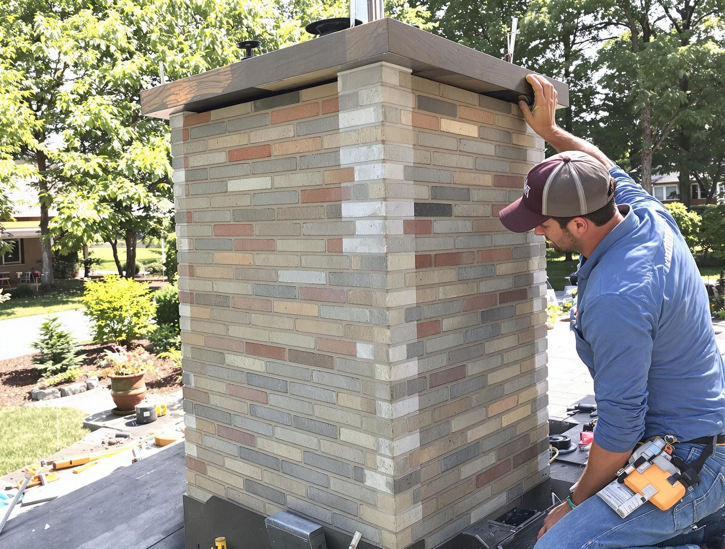 Clarkston Chimney Sweep completing a modern chimney remodel in Clarkston, GA