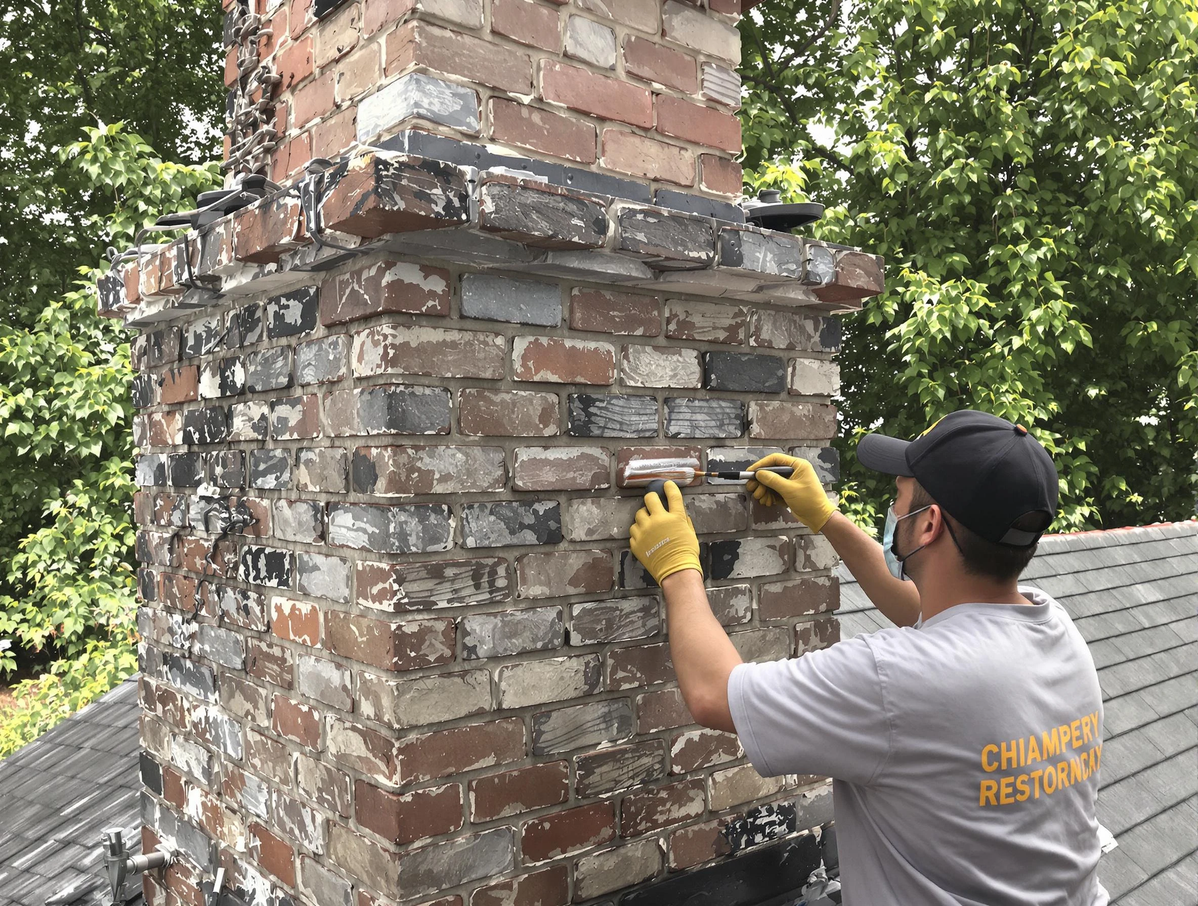 In-progress chimney restoration by Clarkston Chimney Sweep in Clarkston, GA